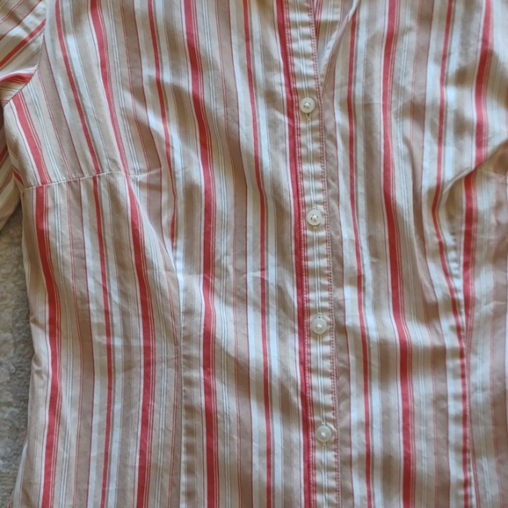 Ann Taylor LOFT Womans Button Up Striped Blouse Size 2 - Picture 5 of 6